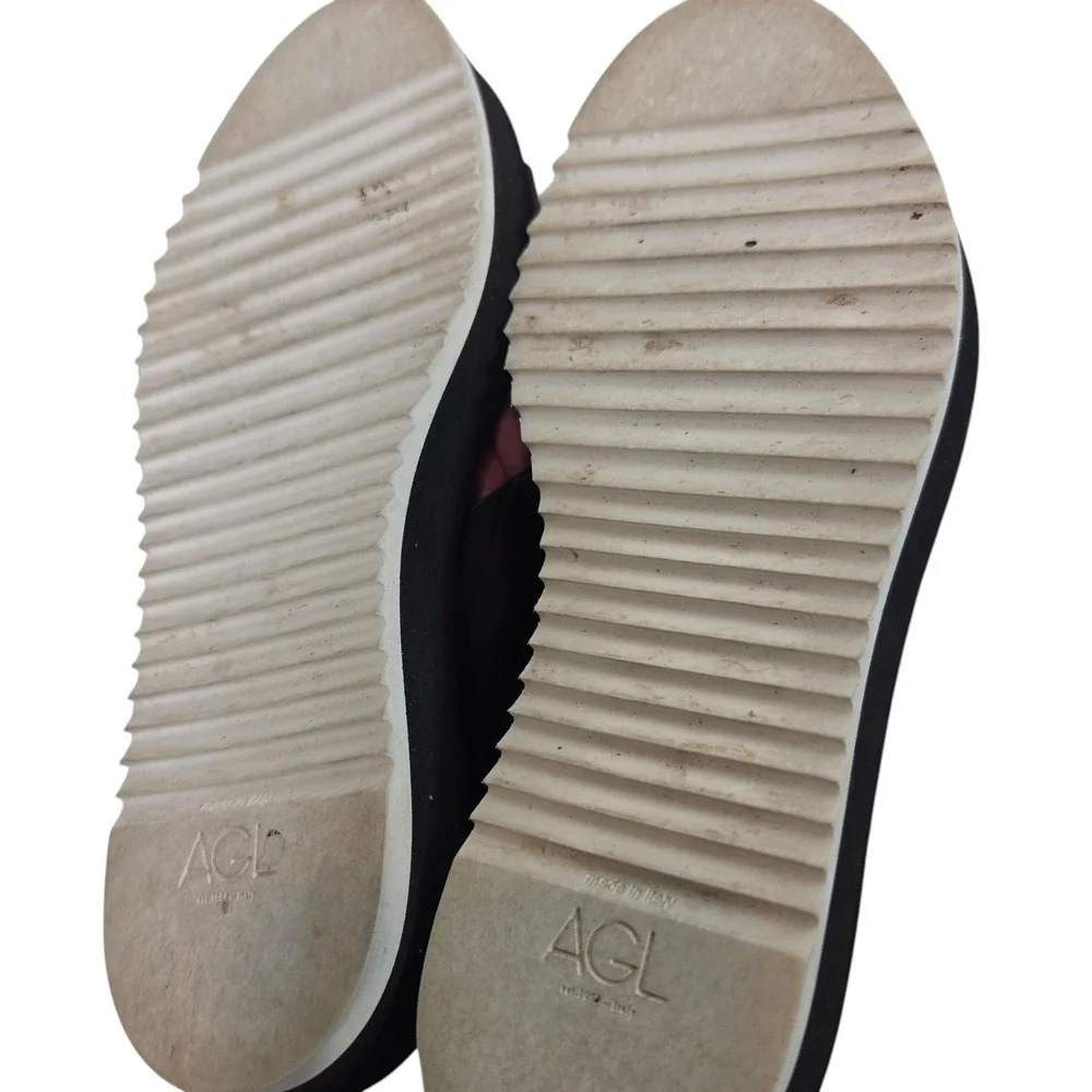 AGL Maya Crisscross Sandals Womens 9.5 39.5 Black Leather Slingback Platform